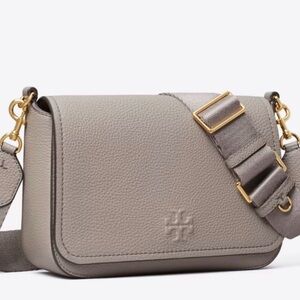 Tory Burch Taupe Crossbody Bag with Gold Accents